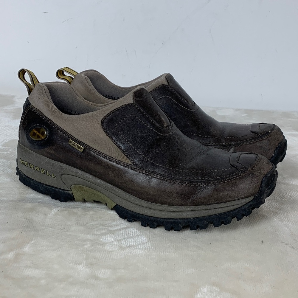 Women's Merrell Polar Moc Dark Brown Leather Slip-Ons